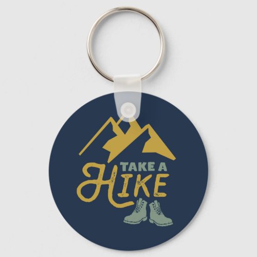 Take a Hike Funny Hiking Pun Hiker Vintage Retro Keychain