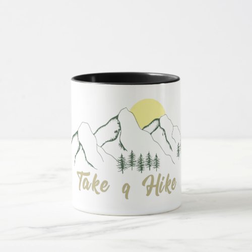 Take a hike outdoor hiking logo pine trees mug