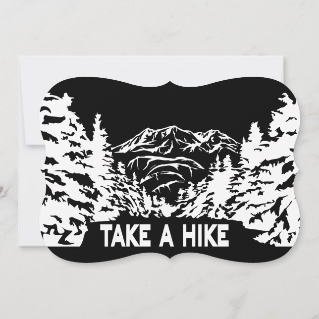 Take a Hike quote monochrome mountain landscape (Back)