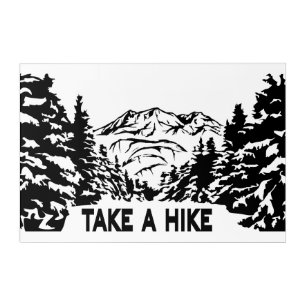 Take a Hike quote monochrome mountain landscape Acrylic Print