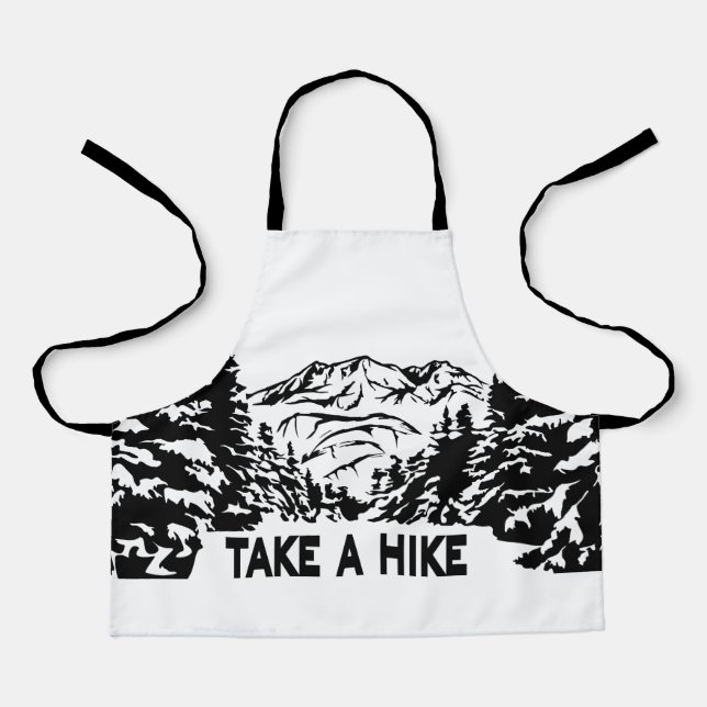 Take a Hike quote monochrome mountain landscape Apron (Front)