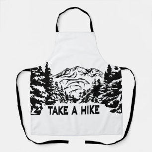Take a Hike quote monochrome mountain landscape Apron