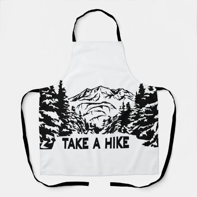 Take a Hike quote monochrome mountain landscape Apron (Front)