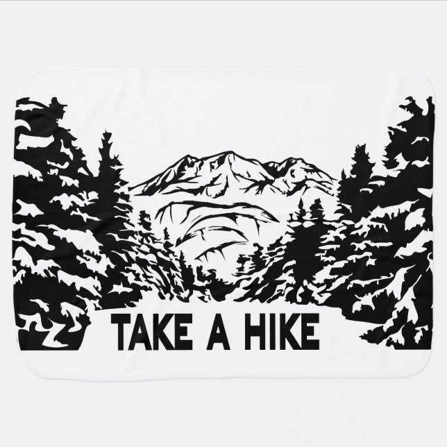 Take a Hike quote monochrome mountain landscape Baby Blanket (Horizontal)
