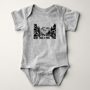 Take a Hike quote monochrome mountain landscape Baby Bodysuit