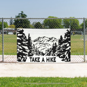 Take a Hike quote monochrome mountain landscape Banner