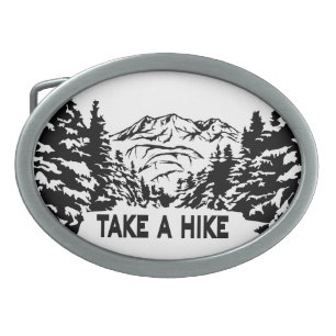 Take a Hike quote monochrome mountain landscape Belt Buckle