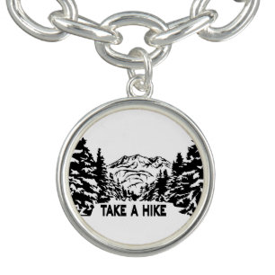 Take a Hike quote monochrome mountain landscape Bracelet