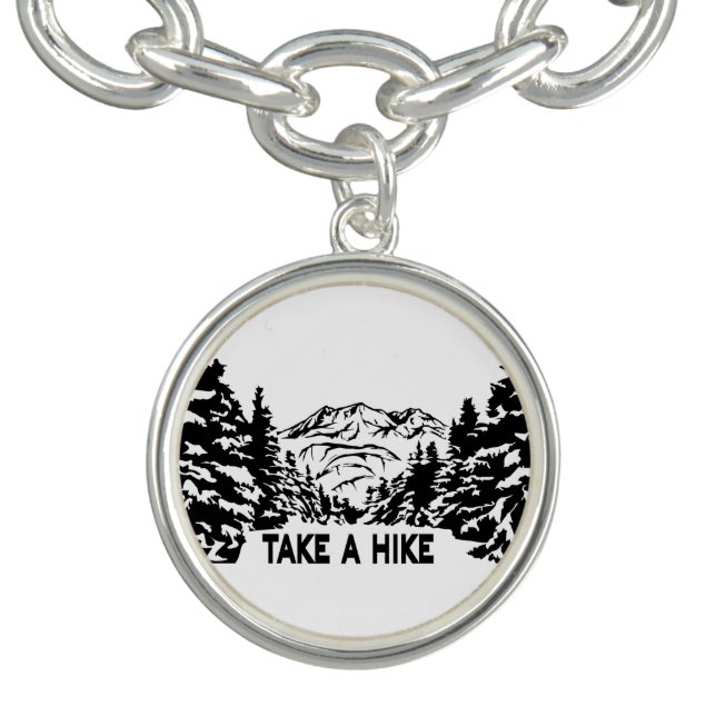Take a Hike quote monochrome mountain landscape Bracelet (Design)