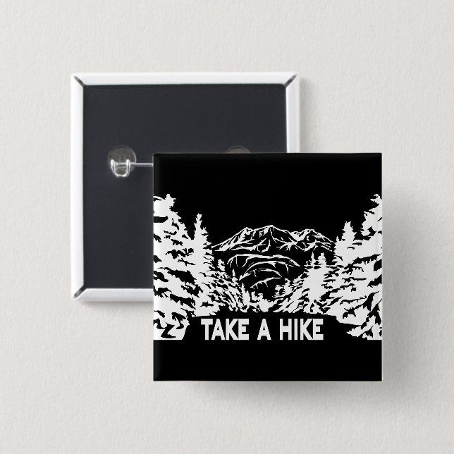 Take a Hike quote monochrome mountain landscape Button (Front & Back)