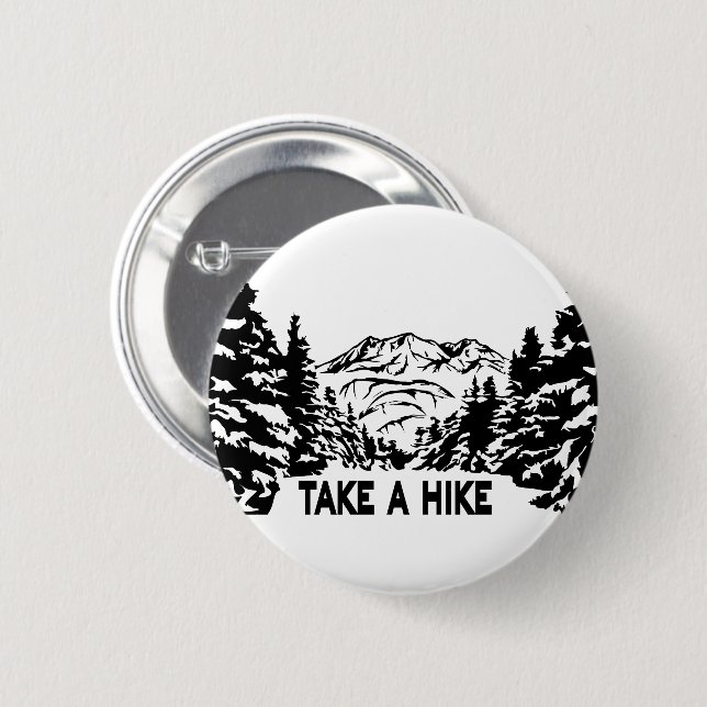 Take a Hike quote monochrome mountain landscape Button (Front & Back)