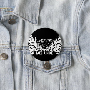Take a Hike quote monochrome mountain landscape Button