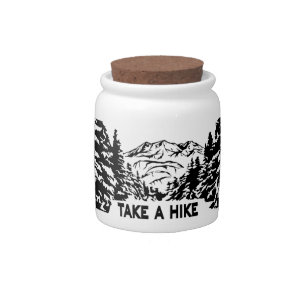 Take a Hike quote monochrome mountain landscape Candy Jar