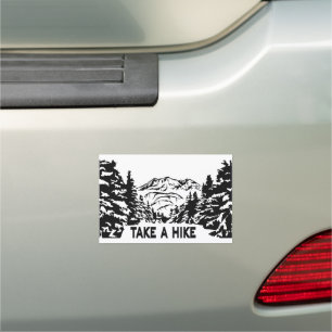Take a Hike quote monochrome mountain landscape Car Magnet