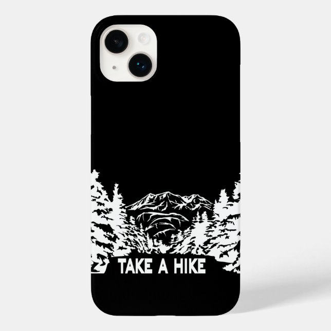 Take a Hike quote monochrome mountain landscape Case-Mate iPhone Case (Back)