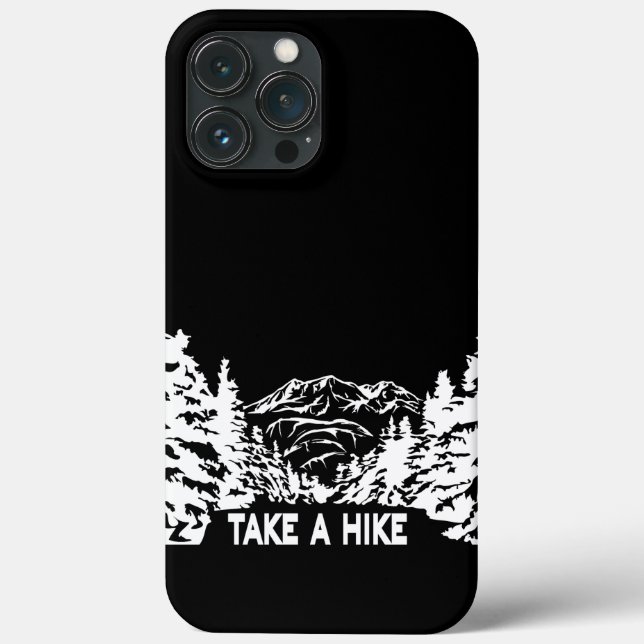 Take a Hike quote monochrome mountain landscape Case-Mate iPhone Case (Back)