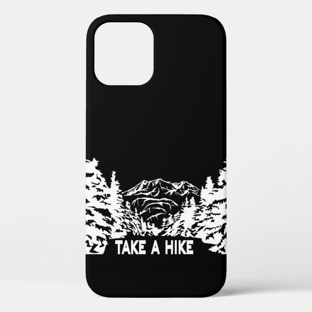 Take a Hike quote monochrome mountain landscape Case-Mate iPhone Case (Back)