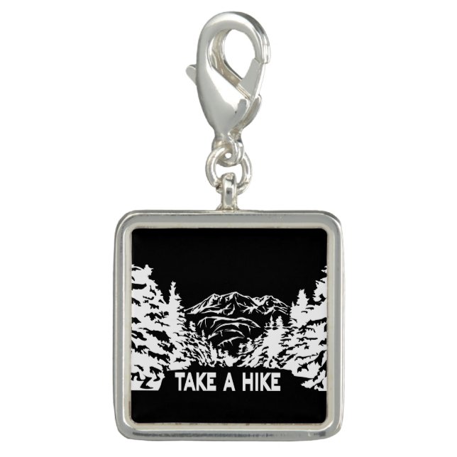 Take a Hike quote monochrome mountain landscape Charm (Front)