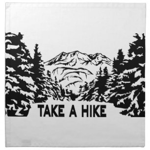 Take a Hike quote monochrome mountain landscape Cloth Napkin