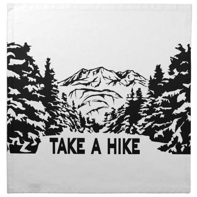 Take a Hike quote monochrome mountain landscape Cloth Napkin (Front)