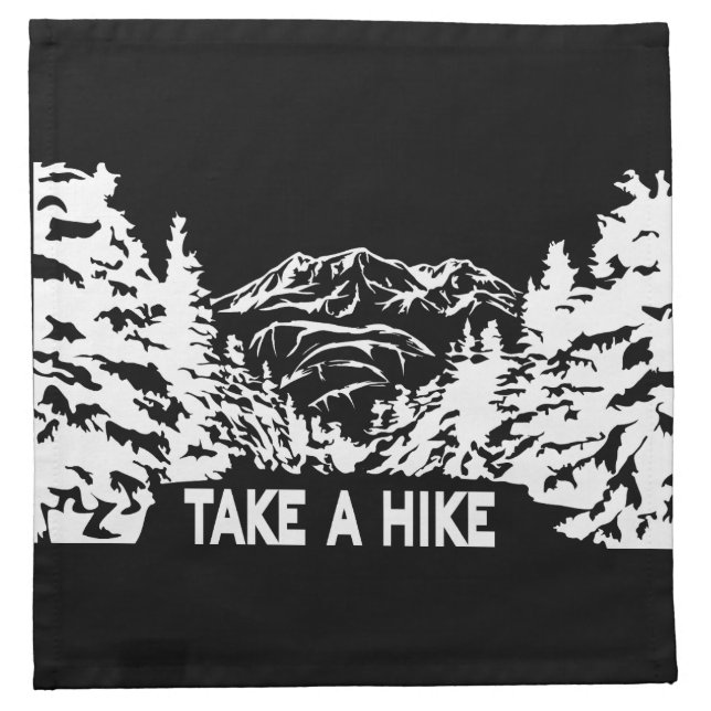 Take a Hike quote monochrome mountain landscape Cloth Napkin (Front)