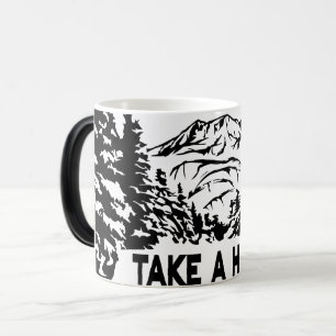 Take a Hike quote monochrome mountain landscape Color Morph Mug
