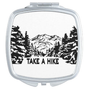 Take a Hike quote monochrome mountain landscape Compact Mirror