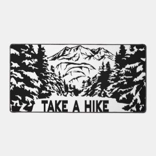 Take a Hike quote monochrome mountain landscape Desk Mat