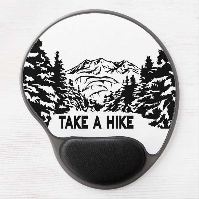 Take a Hike quote monochrome mountain landscape Gel Mouse Pad (Front)