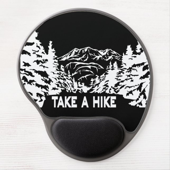 Take a Hike quote monochrome mountain landscape Gel Mouse Pad (Front)