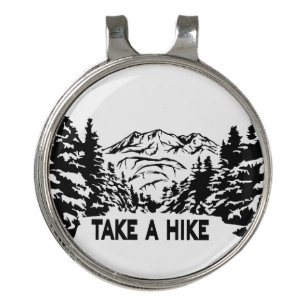 Take a Hike quote monochrome mountain landscape Golf Hat Clip