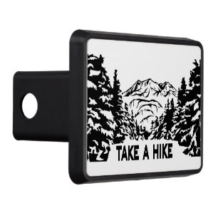 Take a Hike quote monochrome mountain landscape Hitch Cover