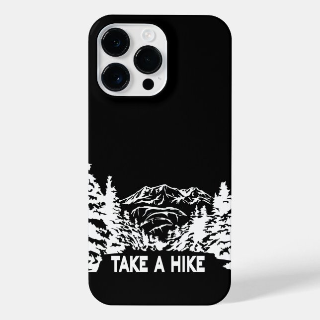 Take a Hike quote monochrome mountain landscape iPhone Case (Back)