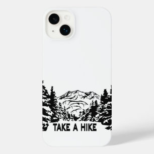 Take a Hike quote monochrome mountain landscape iPhone 14 Plus Case
