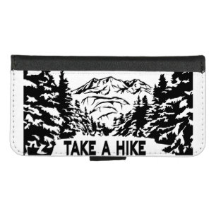 Take a Hike quote monochrome mountain landscape iPhone 8/7 Wallet Case