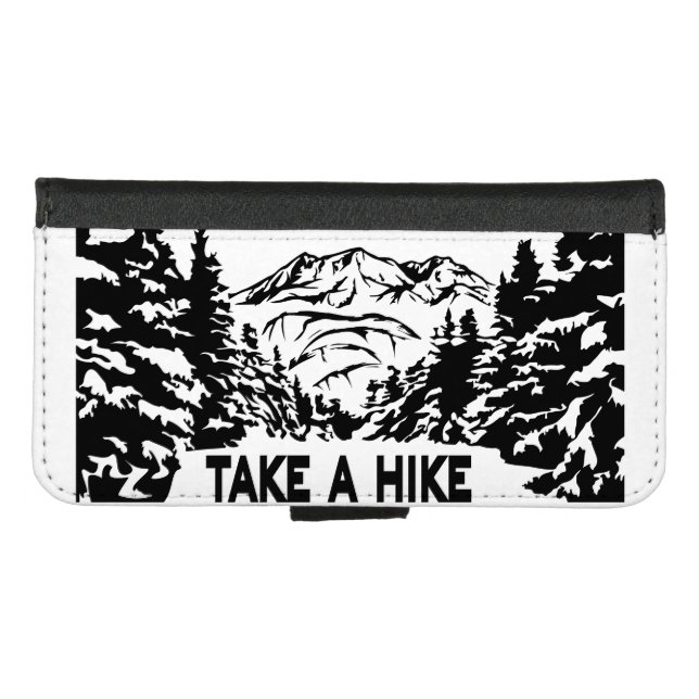 Take a Hike quote monochrome mountain landscape iPhone Wallet Case (Front (Horizontal))