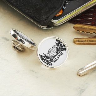 Take a Hike quote monochrome mountain landscape Lapel Pin