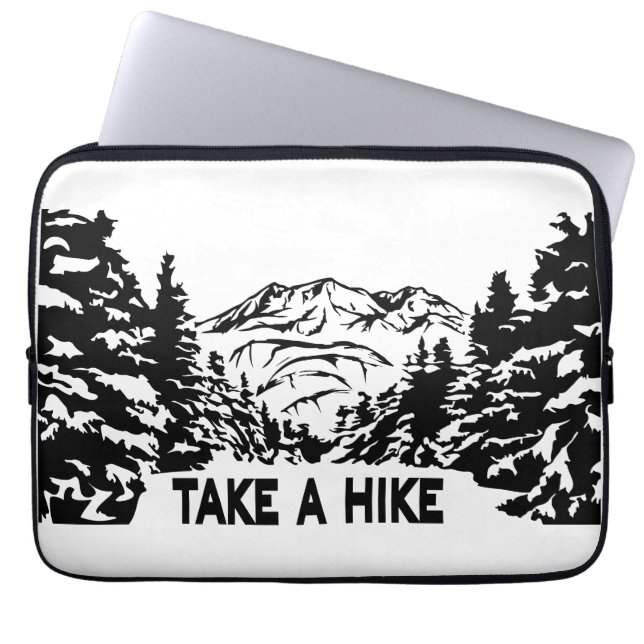 Take a Hike quote monochrome mountain landscape Laptop Sleeve (Front)