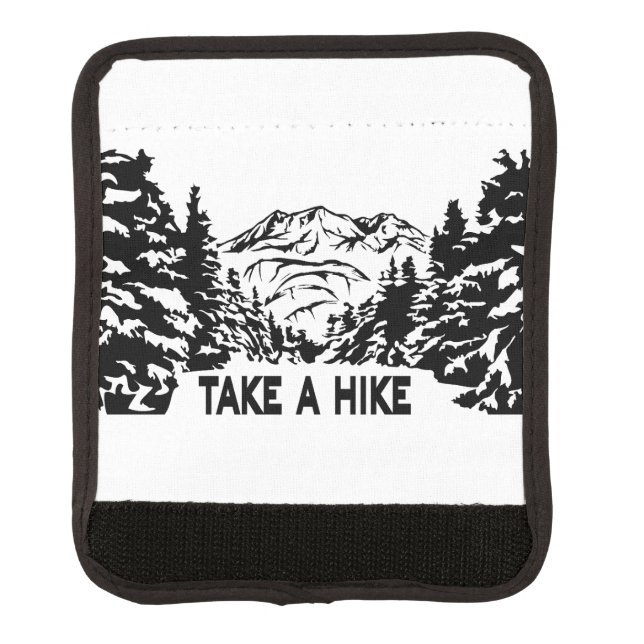 Take a Hike quote monochrome mountain landscape Luggage Handle Wrap (Front)