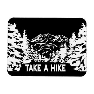Take a Hike quote monochrome mountain landscape Magnet