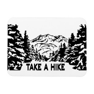 Take a Hike quote monochrome mountain landscape Magnet