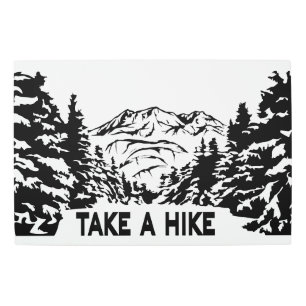 Take a Hike quote monochrome mountain landscape Metal Print