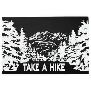 Take a Hike quote monochrome mountain landscape Metal Print