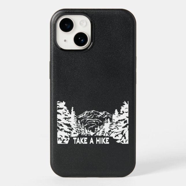 Take a Hike quote monochrome mountain landscape Otterbox iPhone Case (Back)