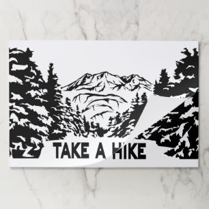 Take a Hike quote monochrome mountain landscape Paper Pad
