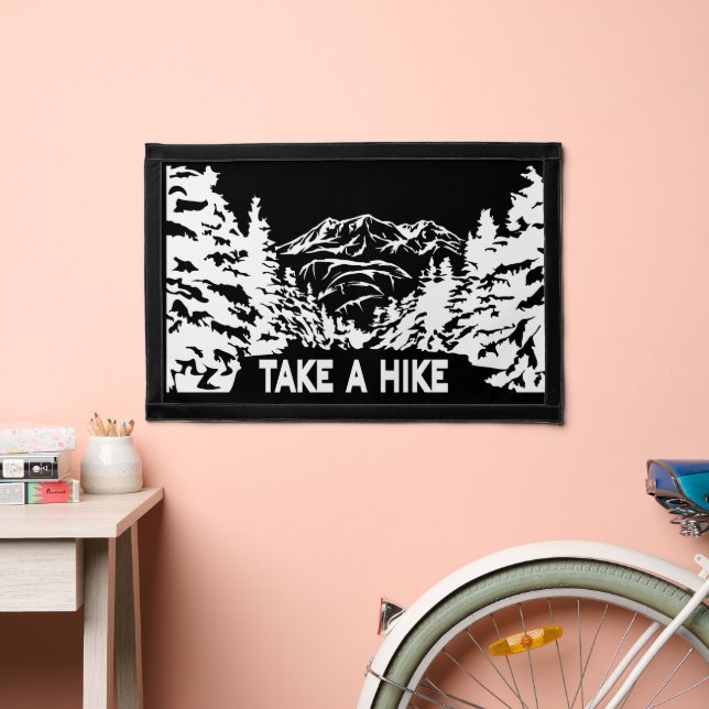 Take a Hike quote monochrome mountain landscape Pennant (Insitu 2)