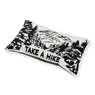Take a Hike quote monochrome mountain landscape Pet Bed