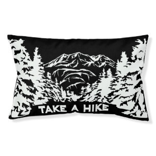 Take a Hike quote monochrome mountain landscape Pet Bed