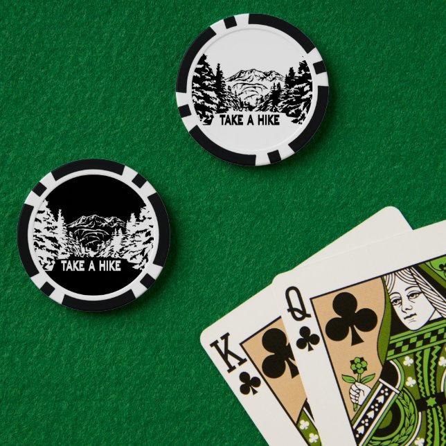Take a Hike quote monochrome mountain landscape Poker Chips (Poker Table (Double))