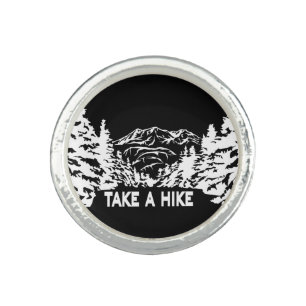 Take a Hike quote monochrome mountain landscape Ring